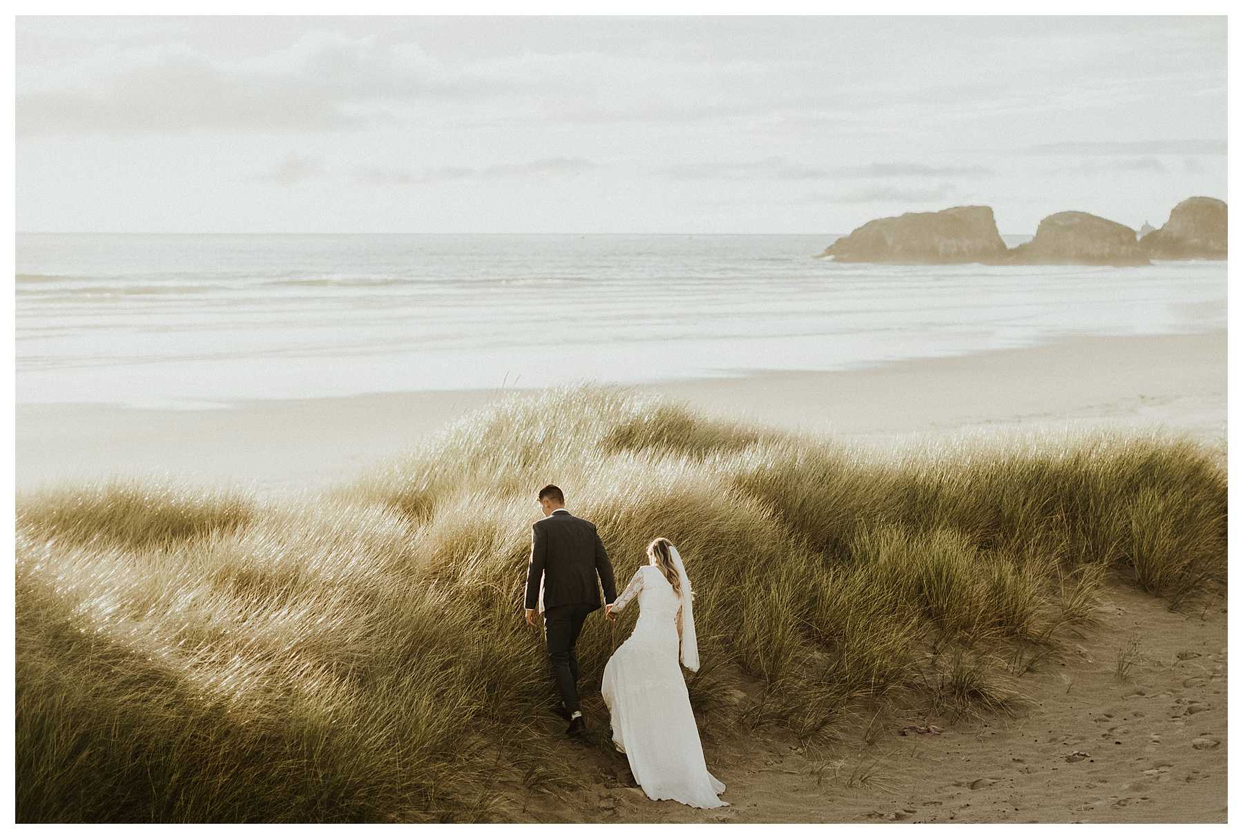 Sunset wedding photos at Cannon Beach, OR