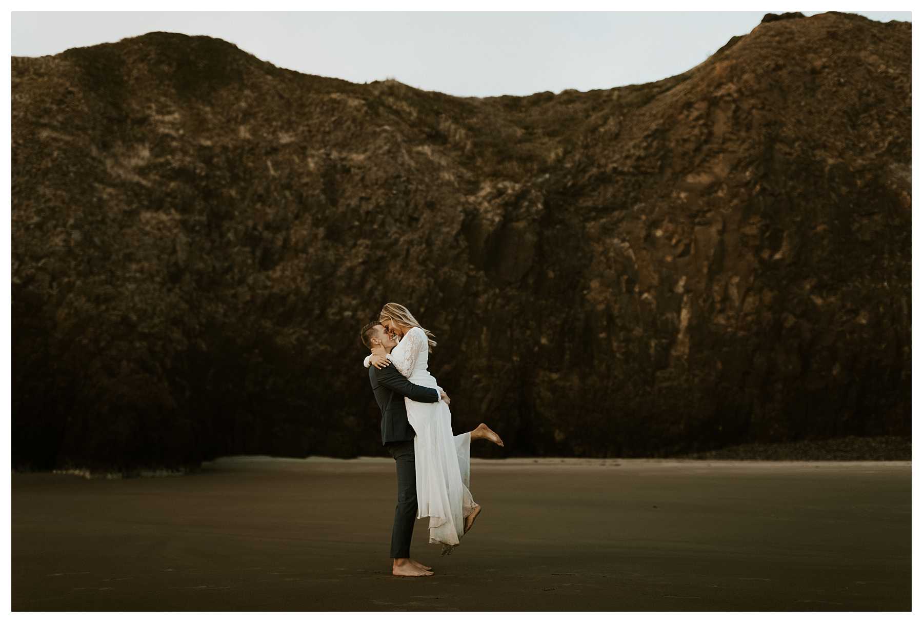 Sunset wedding photos at Cannon Beach, OR
