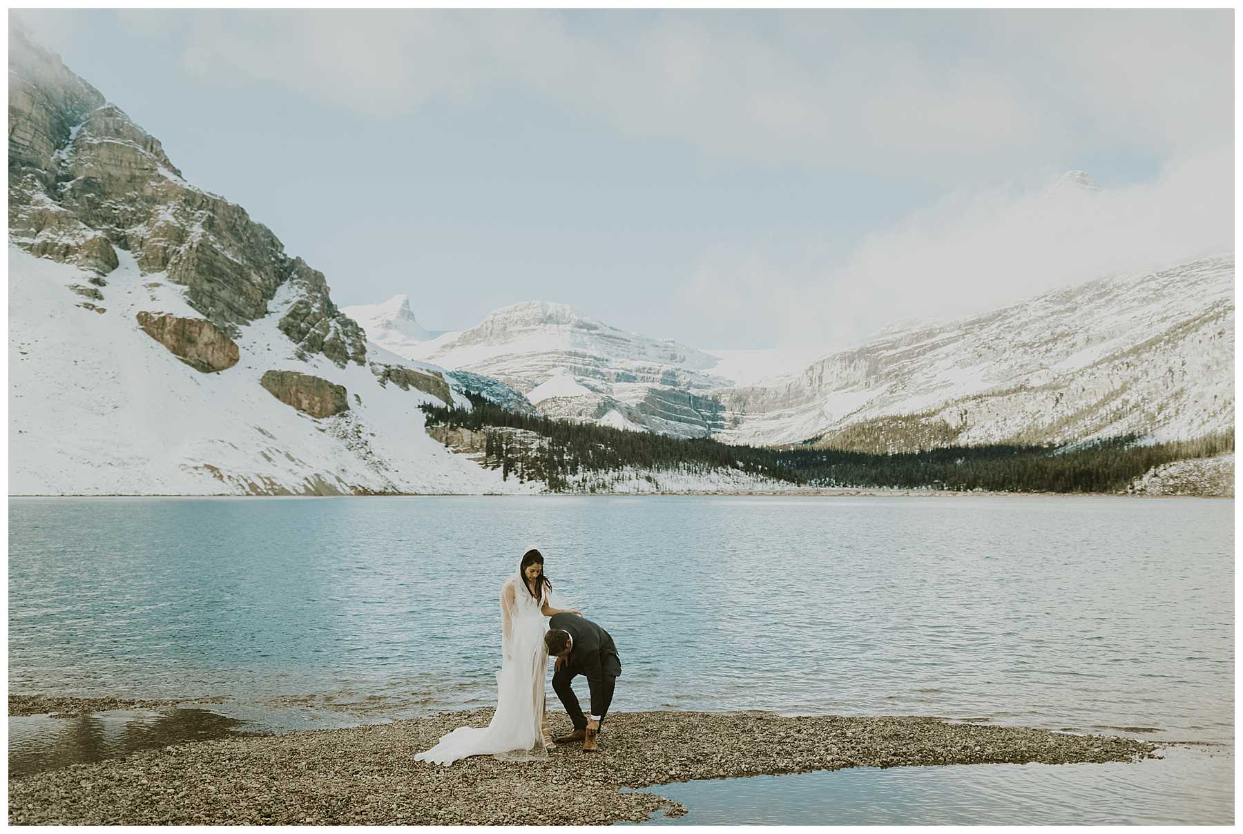 Sunrise Winter Elopement in Banff National Park