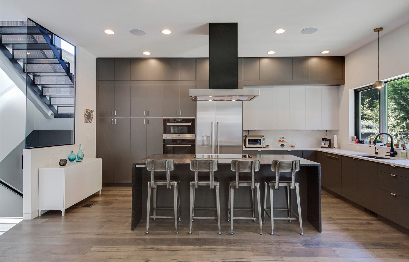 The Kokeena Minimalist door in Slate paint. You wouldn't know there are IKEA cabinets hiding under there. 