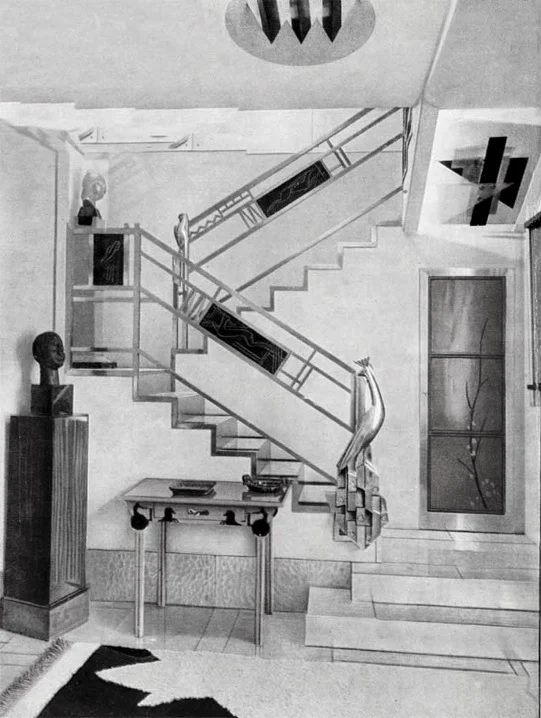 Which elements do we keep, and which do we leave in history? Jacques Doucet's hôtel particulier stairs, 33 rue Saint-James, Neuilly-sur-Seine, 1929 photograph by Pierre Legrain. Pierre Legrain (1889 - 1929) - The Red List