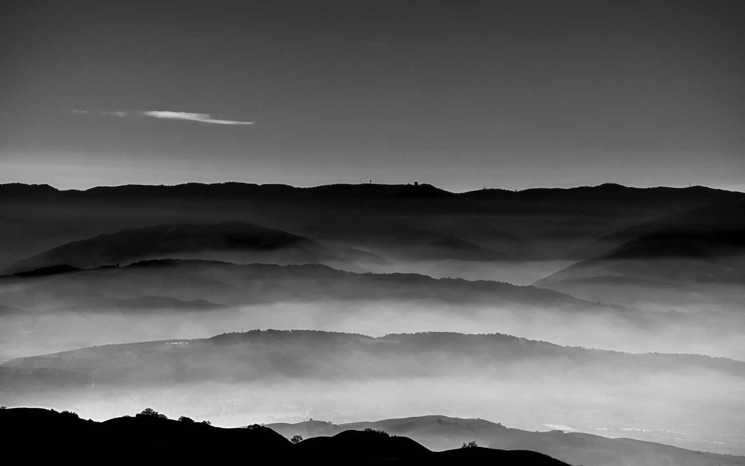 Black and White HDR Silicon Valley from Mt. Hamilton
