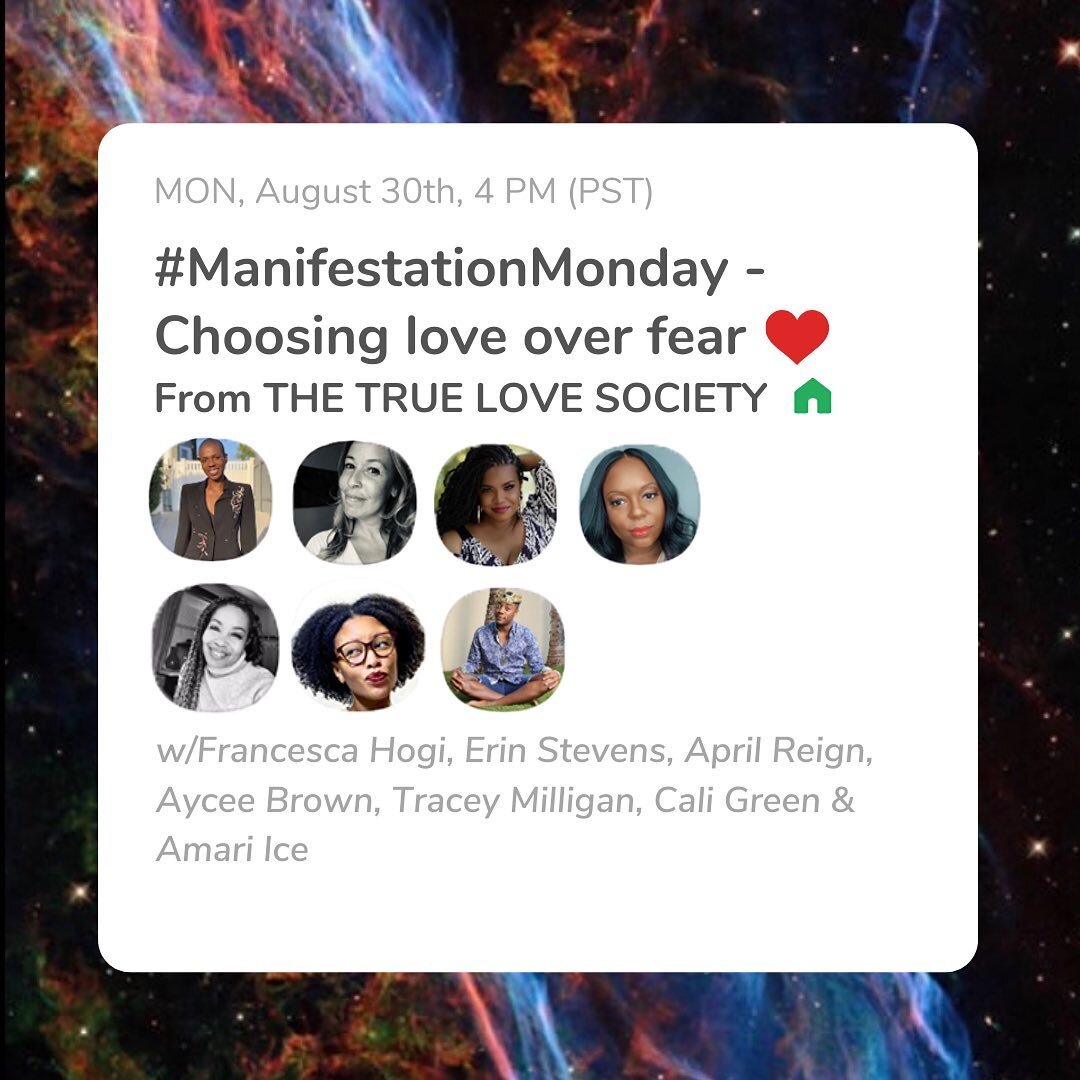 I'm back from my long weekend away and happy to be home for #ManifestationMonday! 💕 Join the @truelovesociety crew tonight on @Clubhouse at 4PM PT/7PM ET for a discussion about choosing love over fear. This is something that's so important for whatever you want to manifest in your life. You get to choose to manifest in your highest good, in spite of fear. How might your life change if you decided to always choose love? ⠀
⠀
I can't wait for this one. See you there! 🙌🏾⠀
⠀
#love #happiness #datingcoach #lovecoach #lovecoaching #lifecoach #lifecoaching #coach #coaching #dating #selflove #selfcare #mindset #findlove #datingadvice #datingtips #datingexpert #relationshipadvice #relationshipgoals #truelove #manifest #manifestation #clubhouse #chooselove #chooseloveoverfear