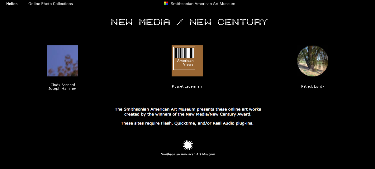 Screenshot of Smithsonian's New Media/New Century Web-Based Art Project Source: www.americanart.si.edu
