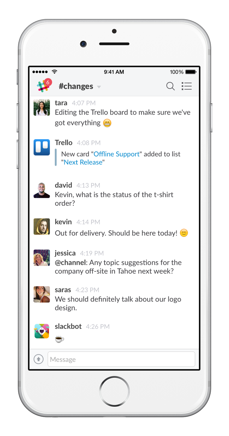 Slack mobile conversation