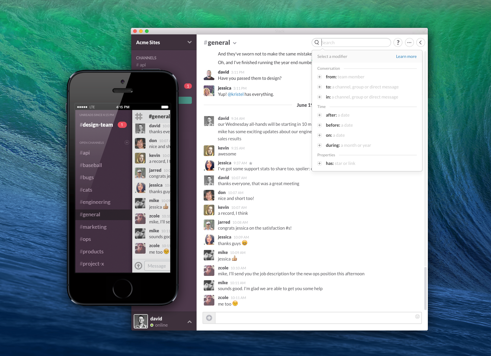 Slack on desktop and mobile