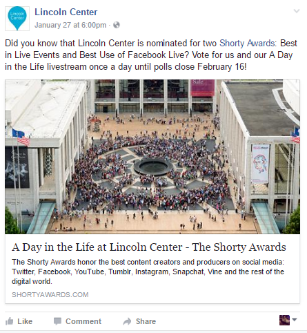 Source: Lincoln Center Facebook Page (@lincolncenternyc)
