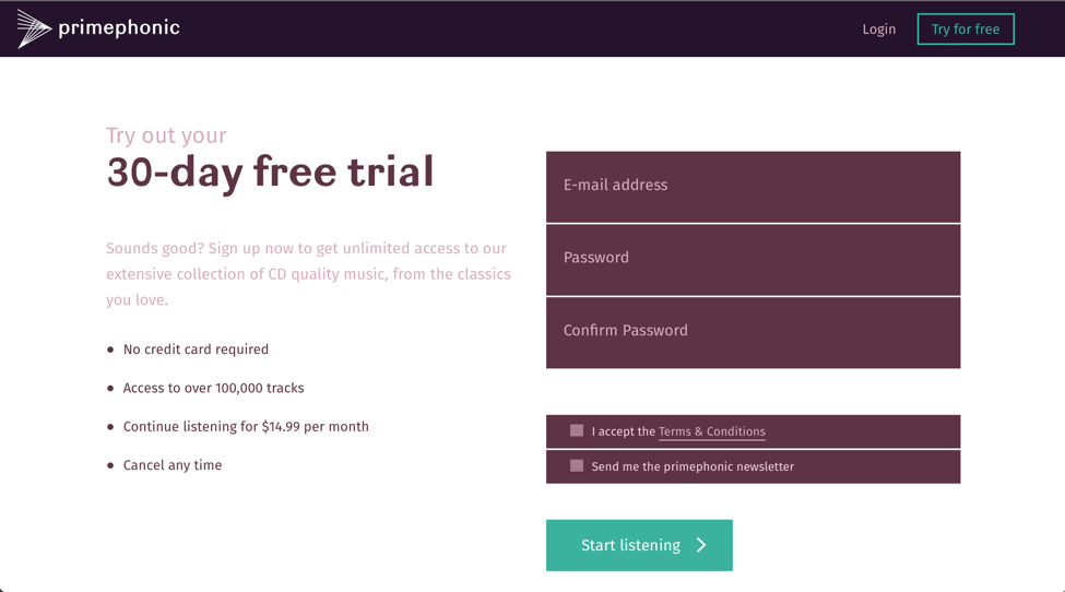  To sign up for a free trial, just enter your information and confirm your email address. 