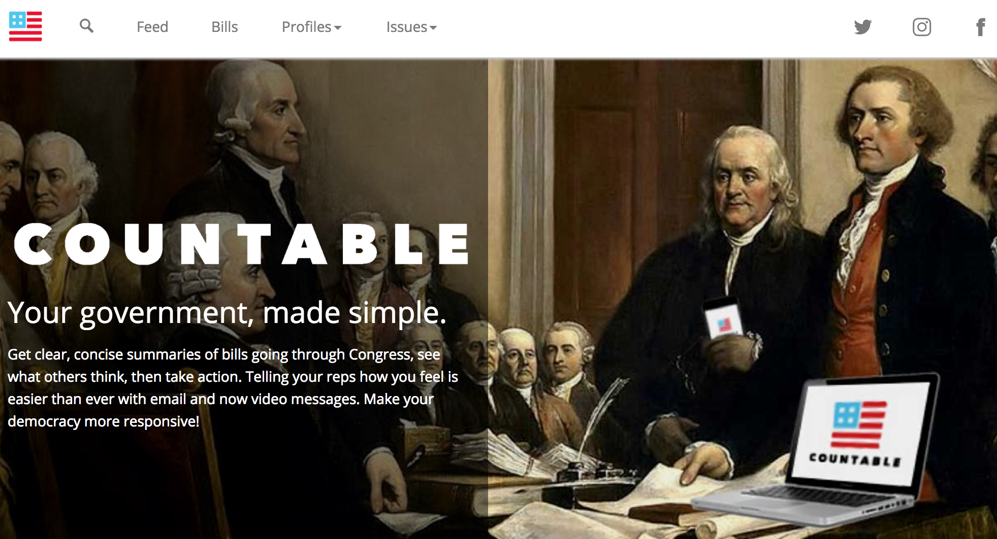 Screenshot taken by author from countable.us website.