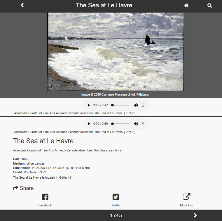 Sample view of individual work of art covered by the tour