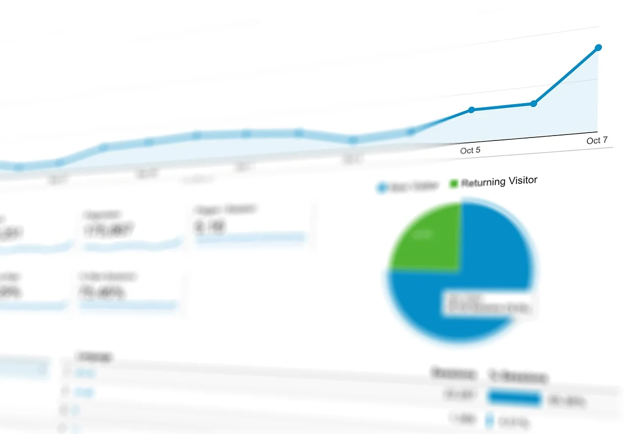 Image: Blurred image of a Google Analytics dashboard.