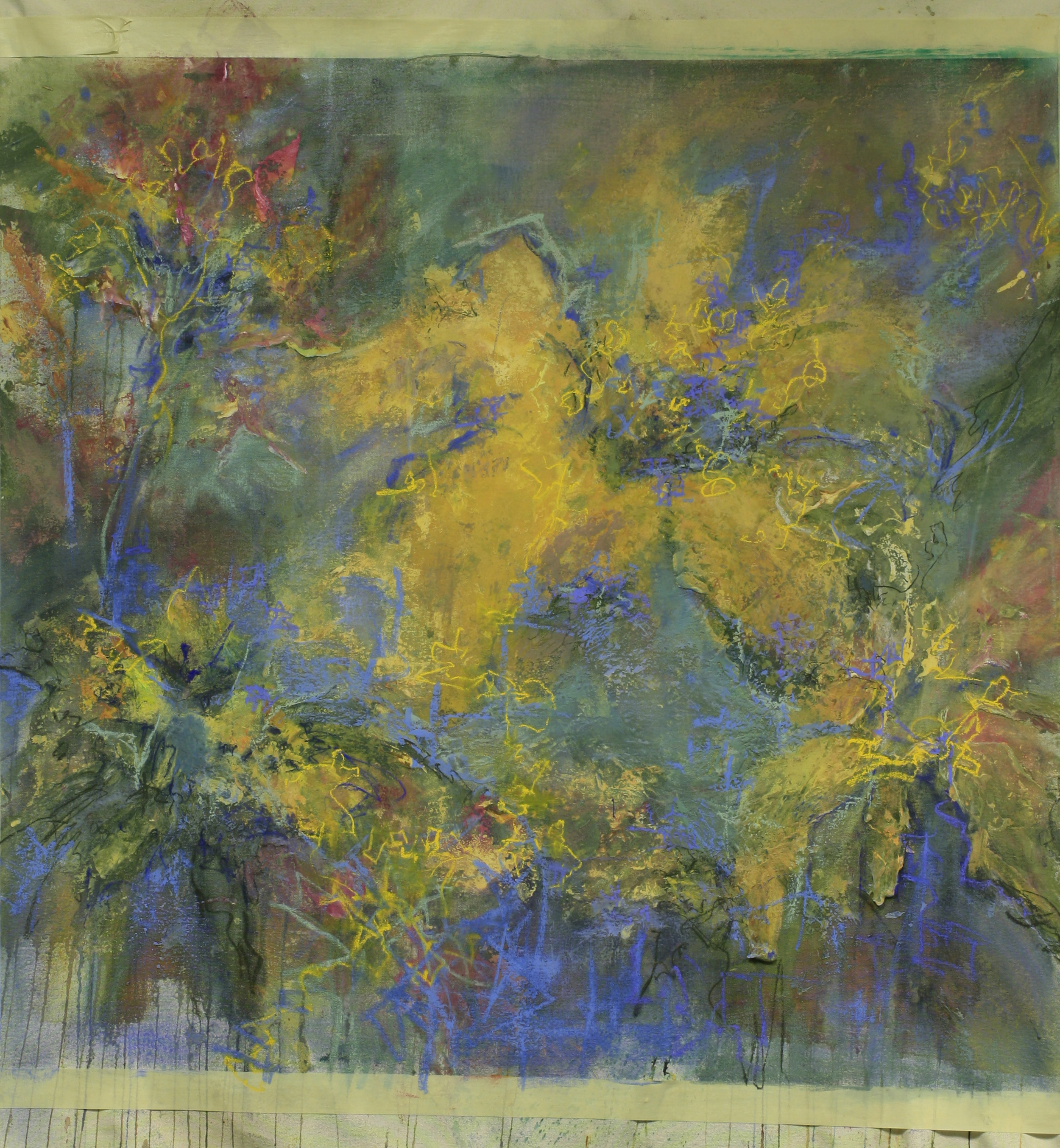 I started to see floral imagery....is that a surprise for me, a consummate lover and painter of flowers? Have I made this painting conform to the familiar imagery in my head or is this where intuition takes me? 