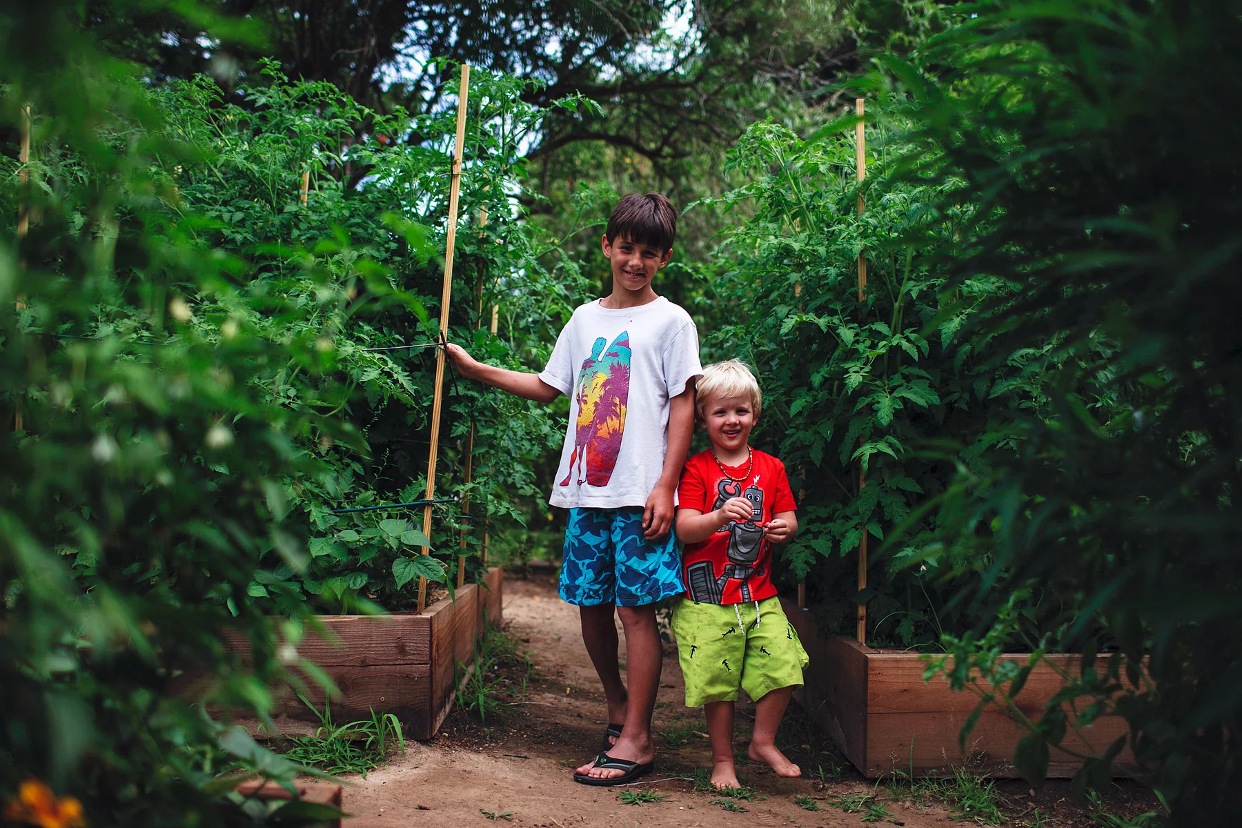 Hanging out in the organic garden
