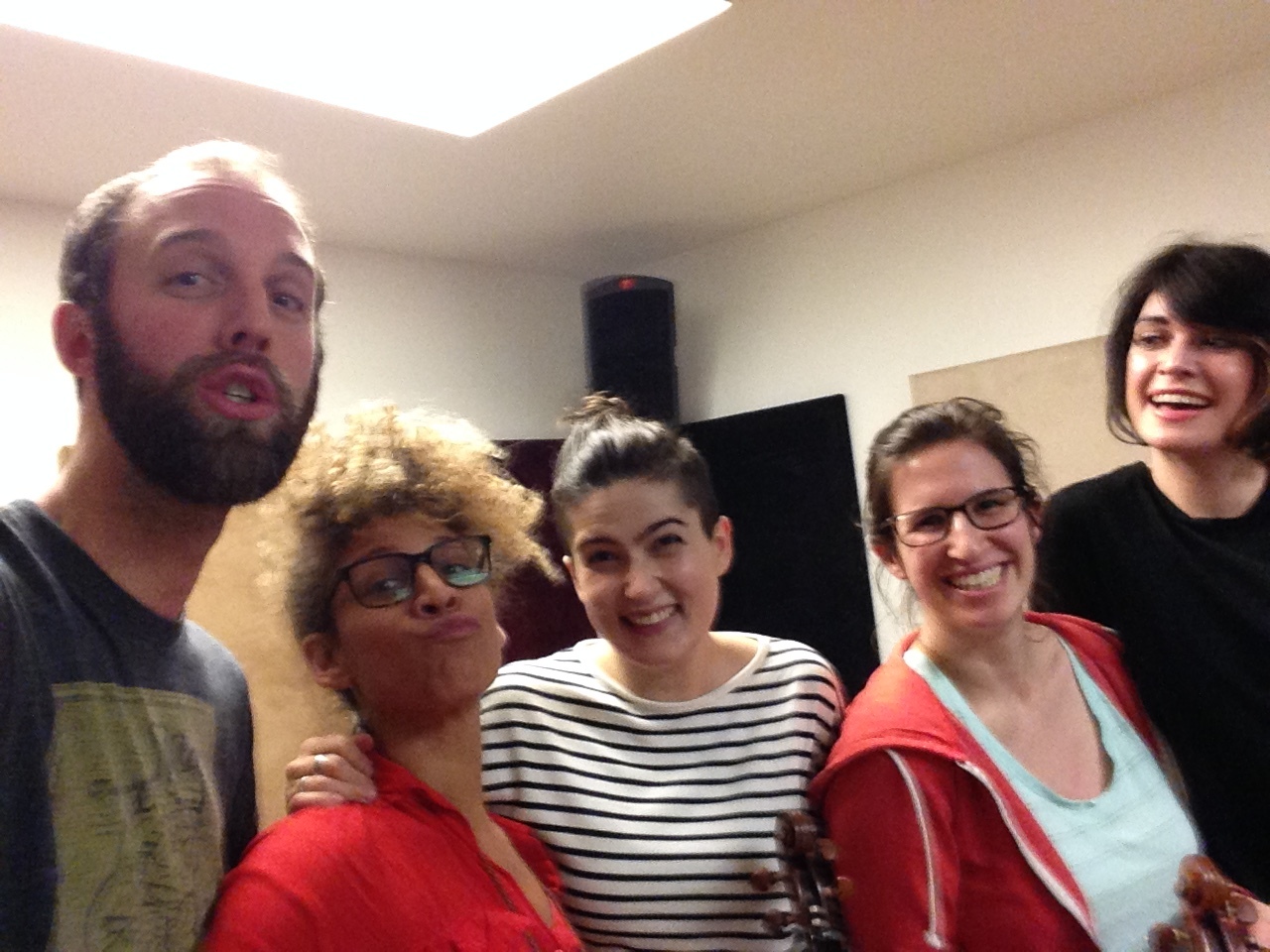Attempting to take a super-band selfie! 