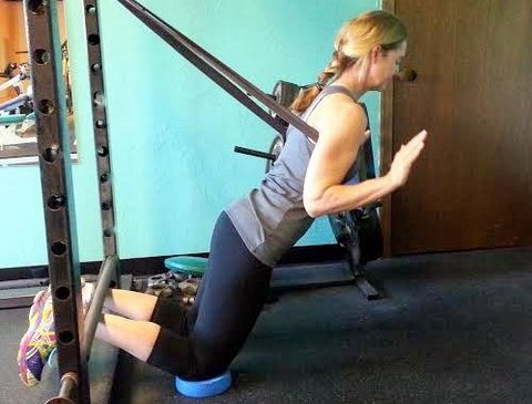Gretchen using her DOD Knee Donut
