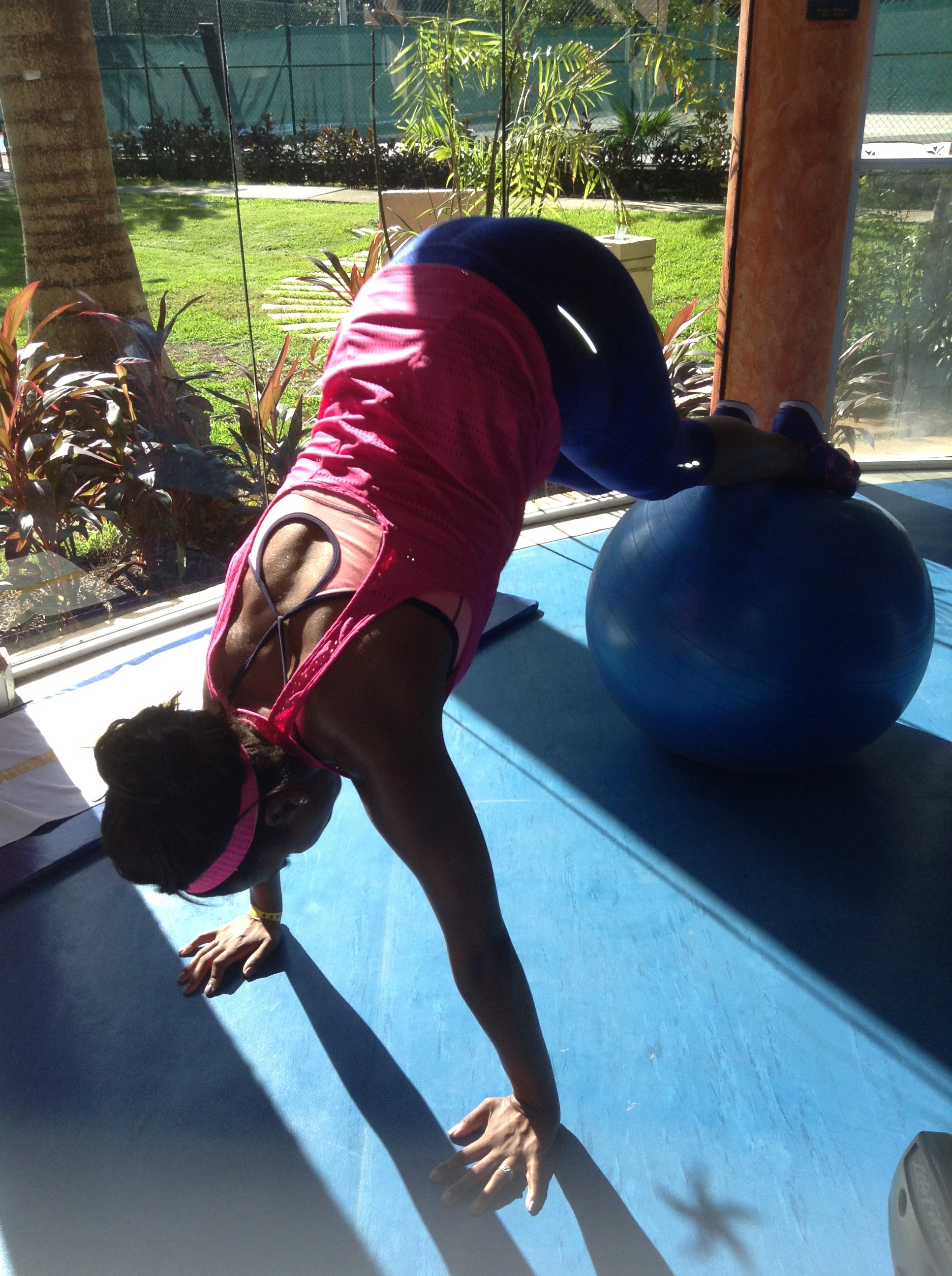 The stability ball really came in handy! 
