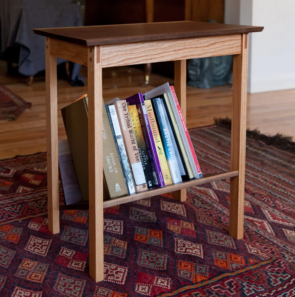 Bedside Table with Angled Bookshelf