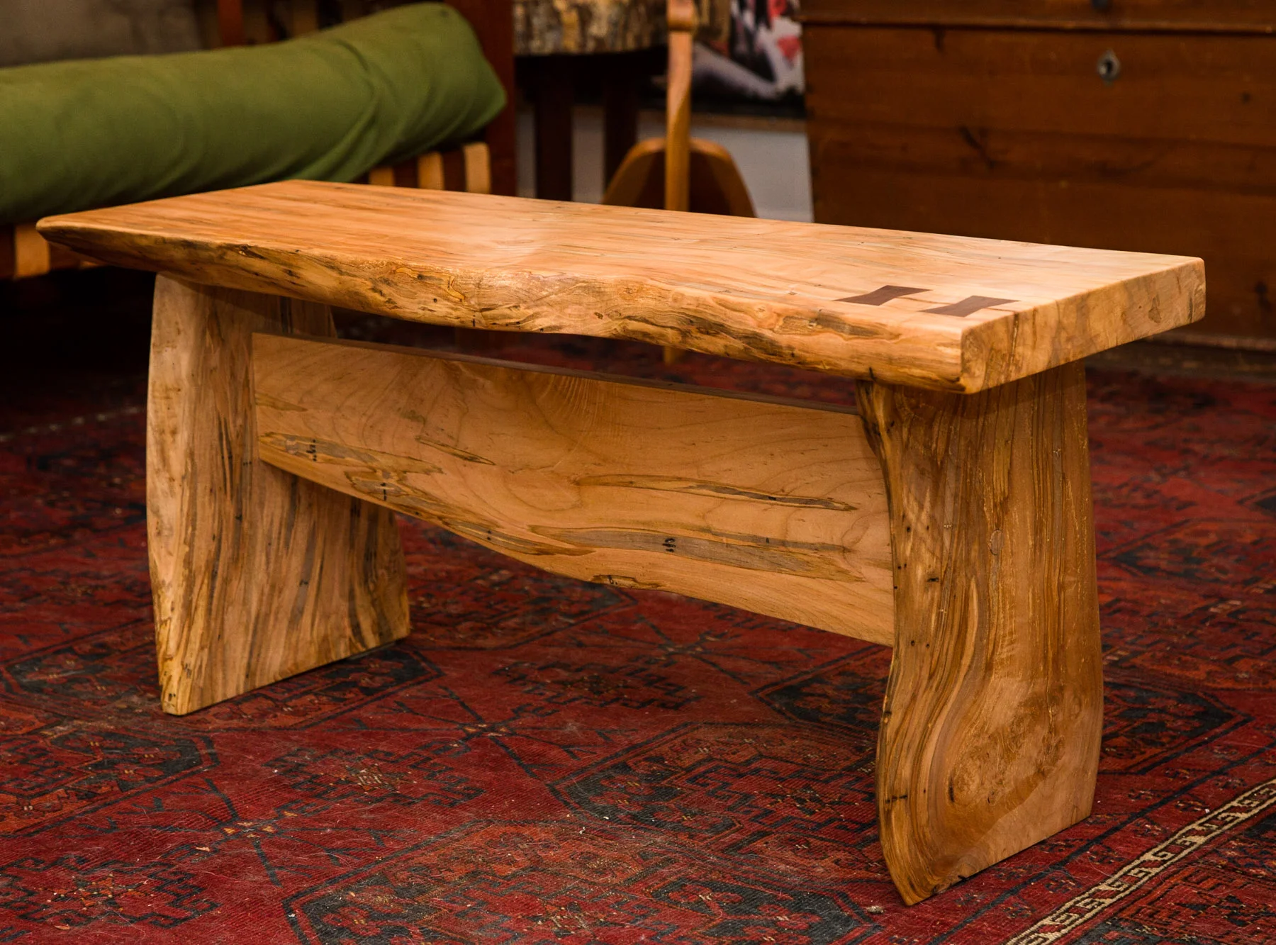 Ambrosia Maple Bench with Walnut Bowtie Inlays