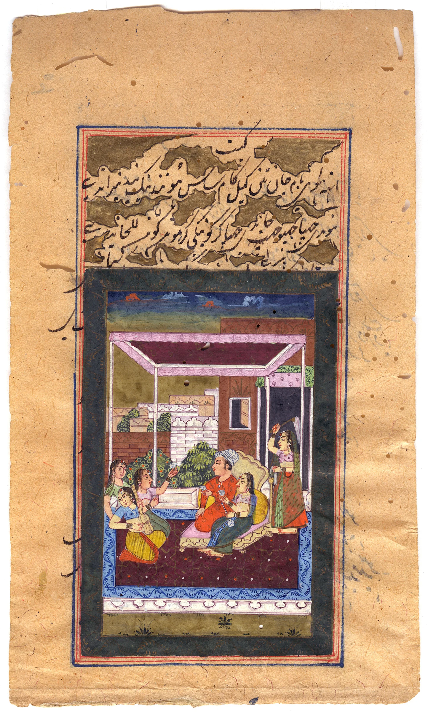 Mughal Islamic Illuminated Manuscript Leaf