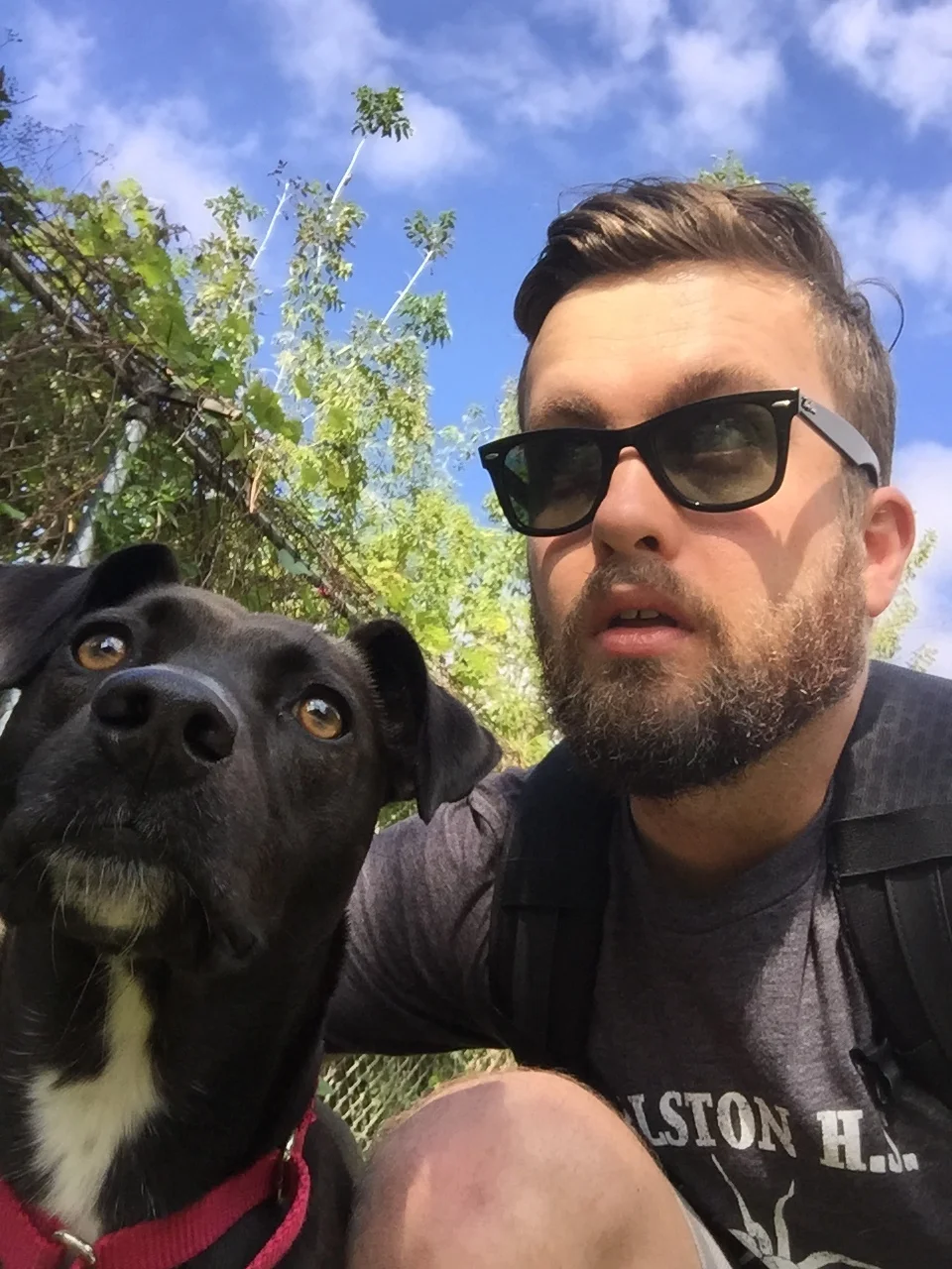 Me and Daisy in warmer times. Probabably looking at a squirrel.