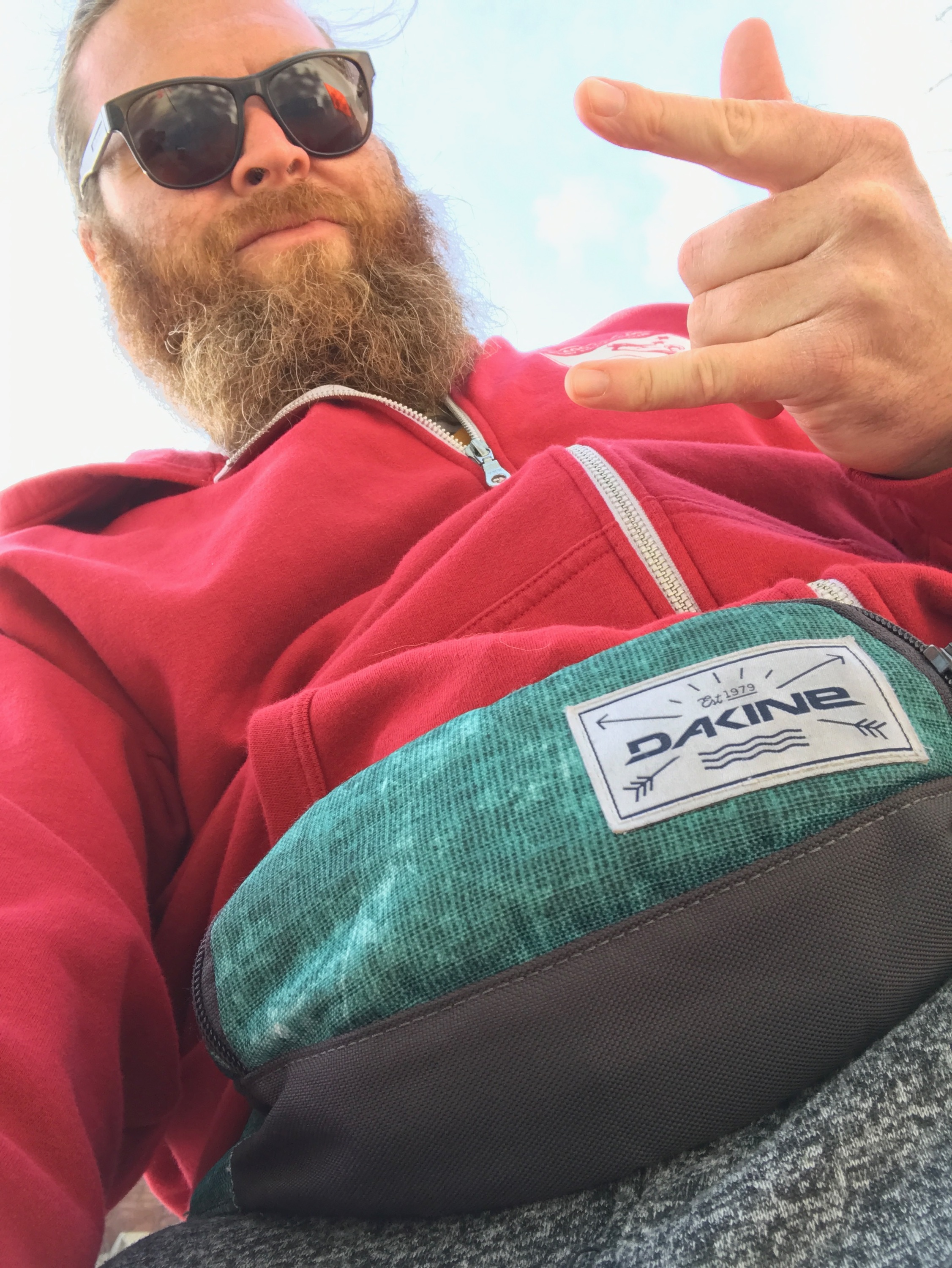 Josh, demonstrating the VALUE of the fanny pack out and about in the city.