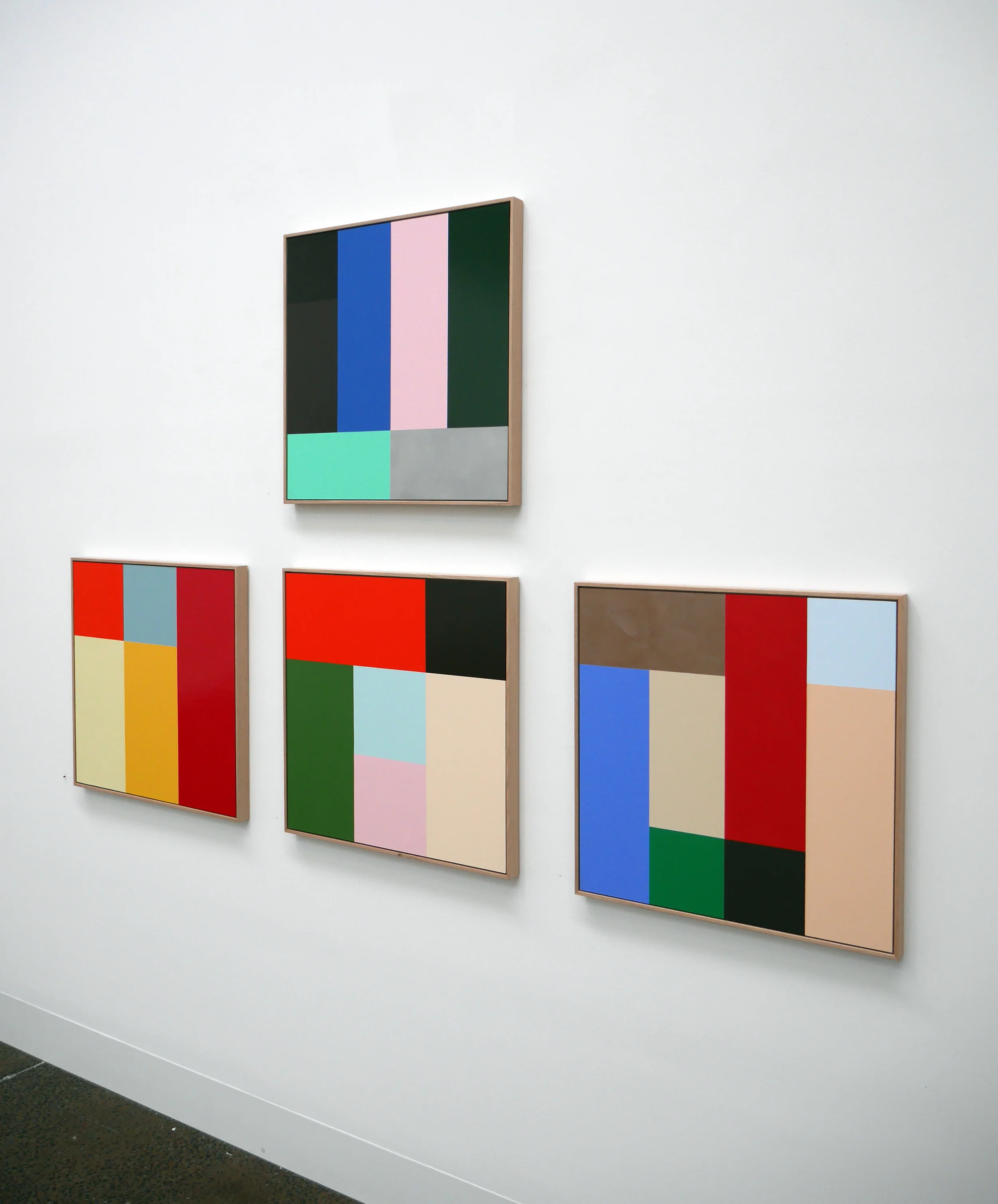 Untitled Acrylic and Enamel on wood Each work is 60cm x 60cm 2015 Images from Grid: Matrix, Module, Myth, a group exhibition with Wendy Kelly, Hayley Scilini, Tracey Coutts, Jessica Pearless, Stephen Wickham, Ian Parry, Andrew Christofides, Stephen McCarthy and Garry Bish. July 4th - August 1st, 2015 Langford 120, 120 Langford St, North Melbourne