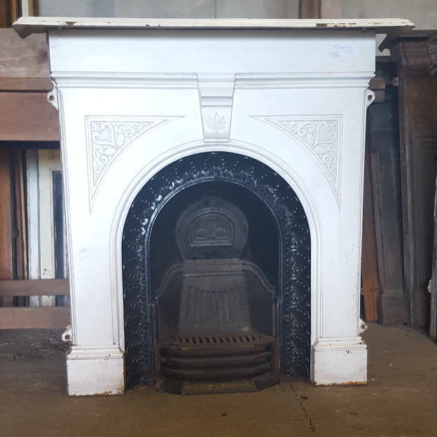 Reclaimed Antique White Painted Cast Iron Fireplace Surround, UK u0026 Ireland  - Eu0026A Reclamation — Eu0026A