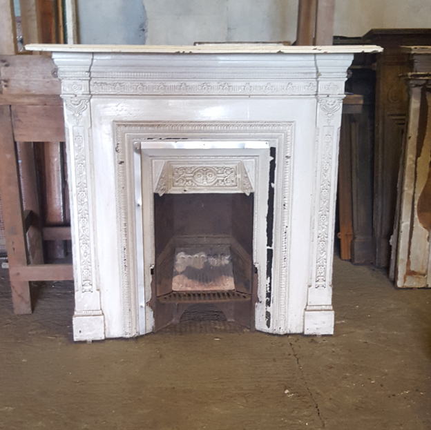 Painted Cast Iron Fireplace Surround, Reclamation Fireplace Surrounds