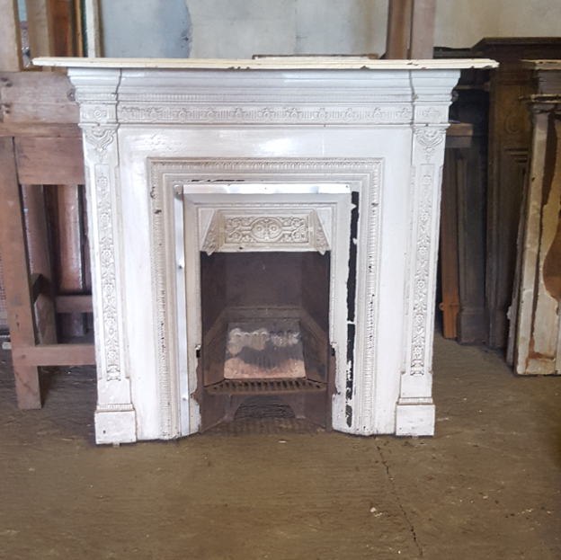 Reclaimed Antique White Painted Cast Iron Fireplace Surround Uk Ireland E A Reclamation Painted Cast Iron Fireplace Surround, Reclamation Fireplace Surrounds
