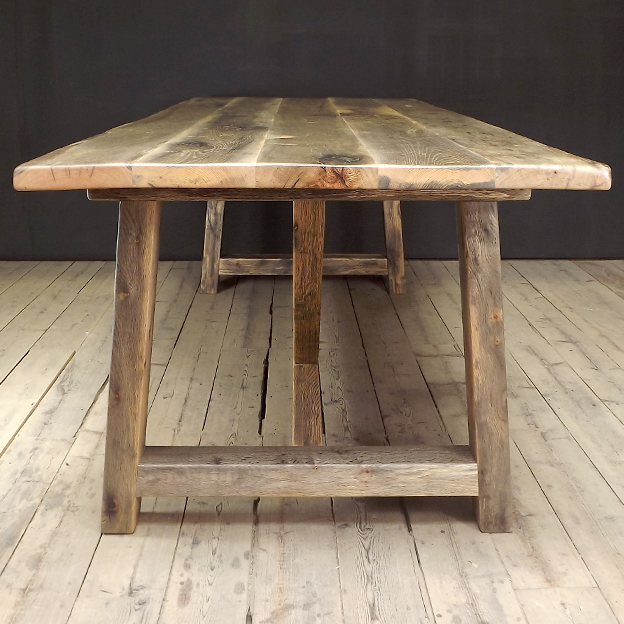 Bespoke Rustic Reclaimed Grey Beech, Recycled Wood Dining Table Uk