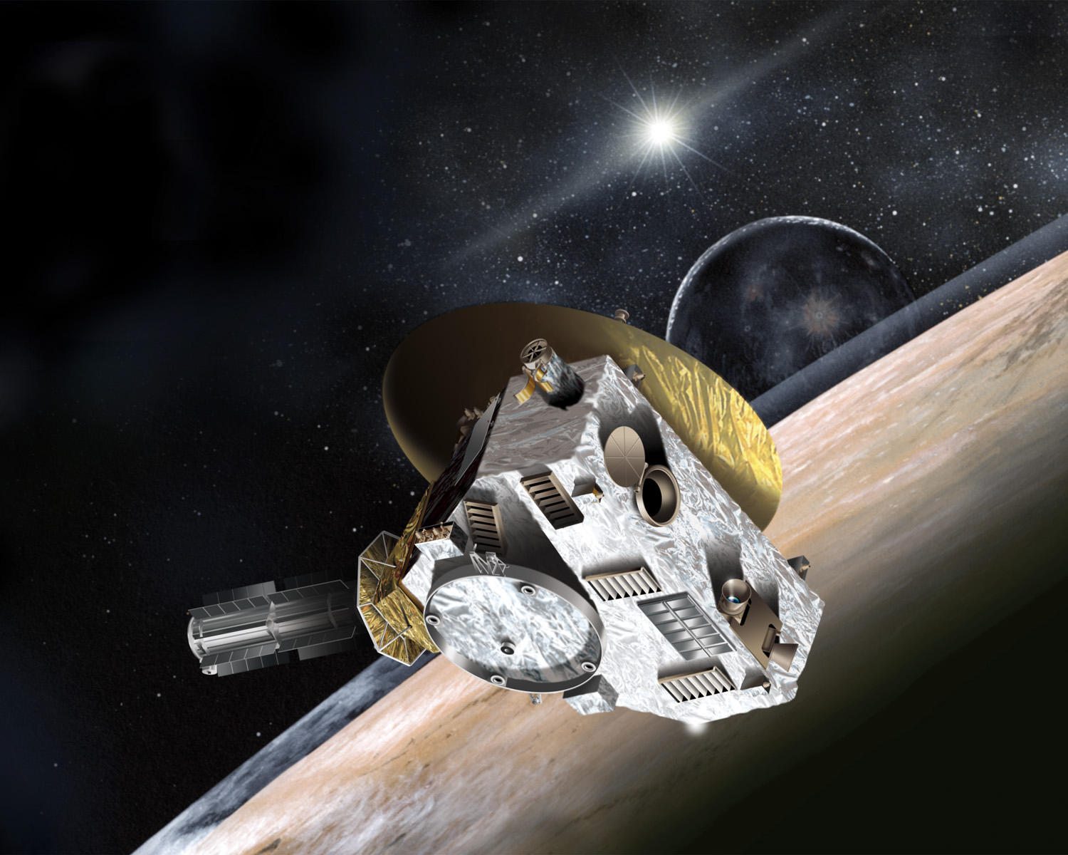 An illustration of NASA's New Horizons Spacecraft 