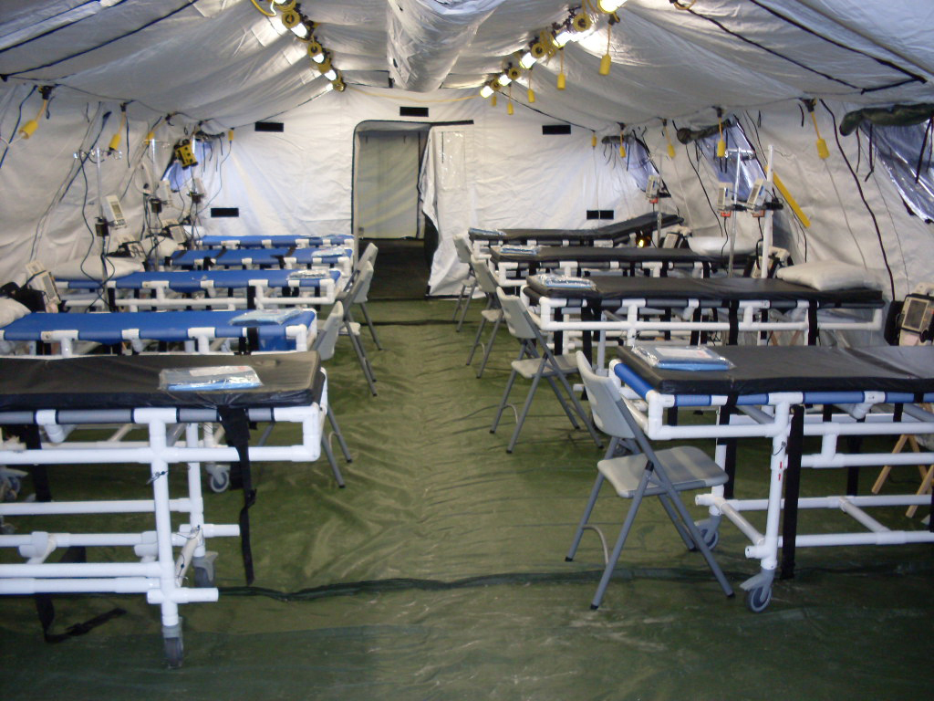 With heating and cooling controlled through a power management system, HDT tents are capable of functioning as medical facilities. The company is even pioneering technology to protect against chemical, biological, radiological and nuclear (CBRN) threats. (HDT Global)