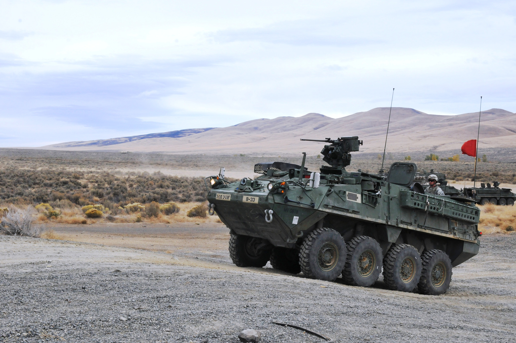 Cavalry troopers from the 2nd Stryker Brigade Combat Team prepare to fire the mounted M2 .50-calibre machine gun via the Remote Weapon System. General Dynamics Land Systems won a contract to mount a 30mm gun and new turret on U.S. Army Strykers in Europe. (U.S. Army)