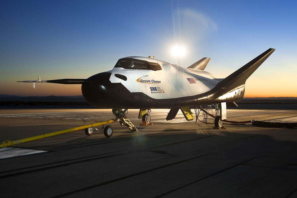 Sierra Nevada Corporation`s Dream Chaser spacecraft undergoing ground testing at NASA`s Edwards Air Force Base in California. (wikipedia)