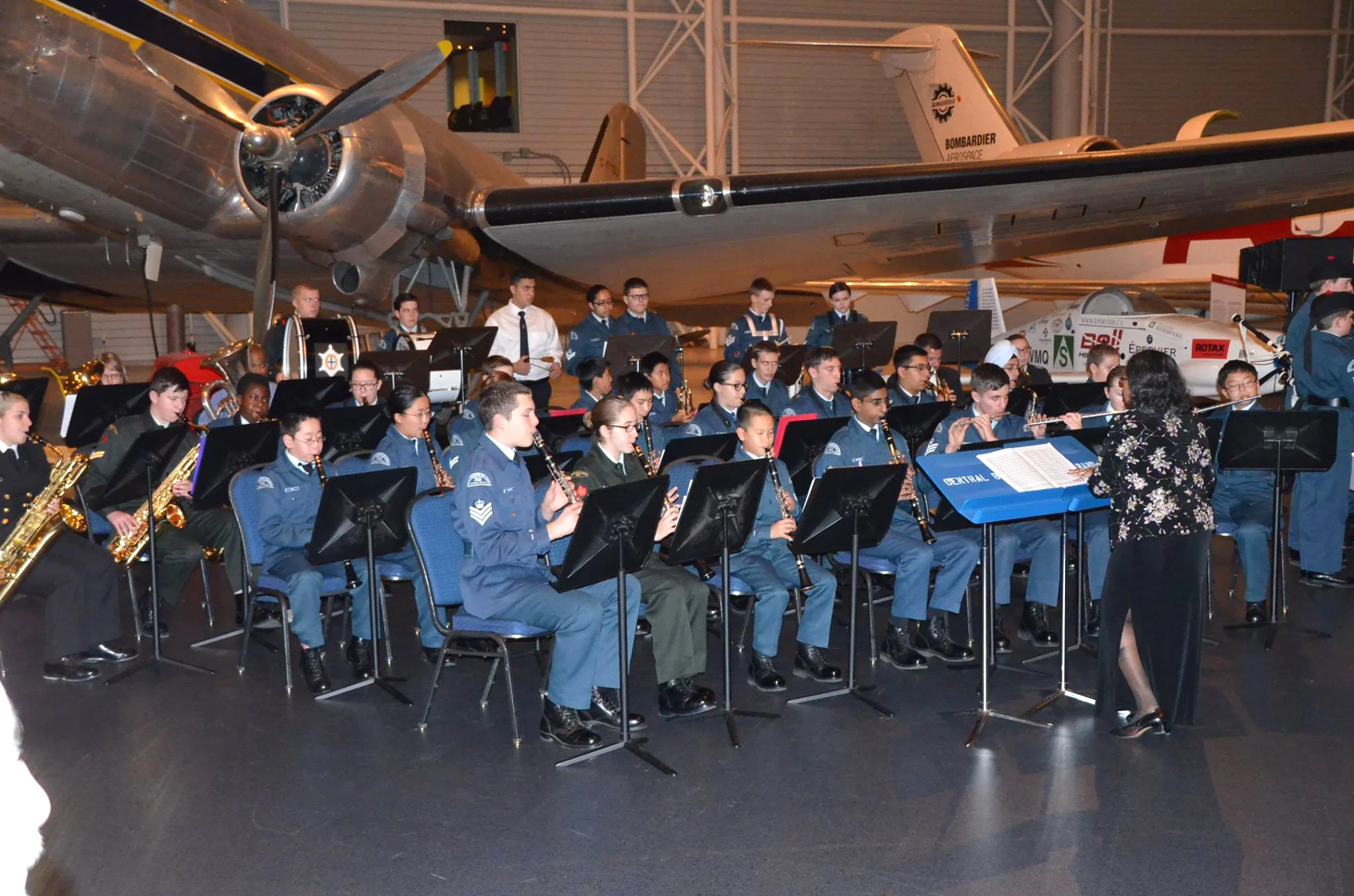 The National Capital Region Tri-Elemental Cadet Band performed at the Air Cadet League's gala, marking the League's 75th anniversary. (Stan Monkman, Air Cadet League of Canada (ALBERTA) )