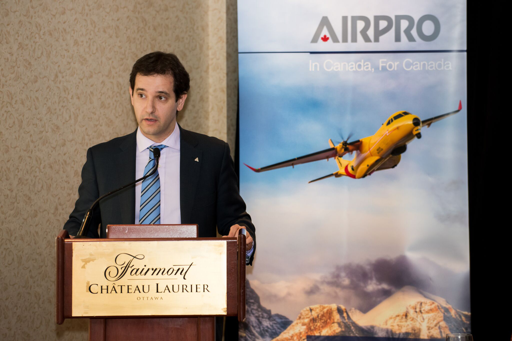 Paul Molina, head of Airbus Defence and Space Military Aircraft in Canada, announces the creation of AirPro on January 11, 2016. (richard lawrence)