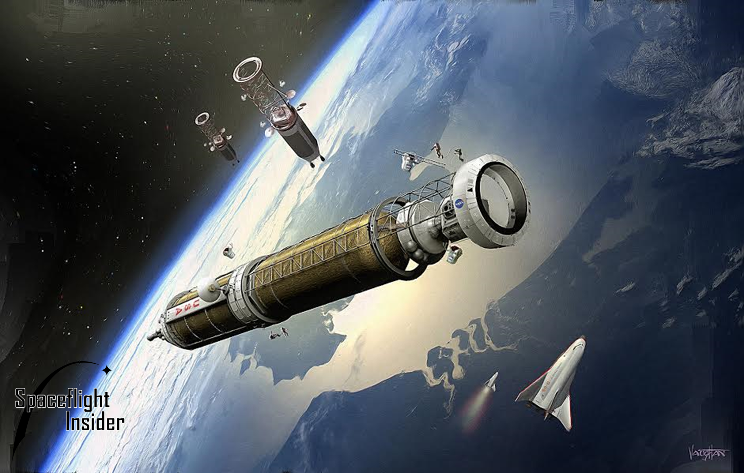 Other organizations, such as NASA and Boeing, are proposing on-orbit assembly of a Mars craft using multiple super-heavy lift launch vehicles. However, SpaceX’s system will require Earth-orbit rendezvous for the refueling of the second stage spaceship. Image Credit: James Vaughan / SpaceFlight Insider