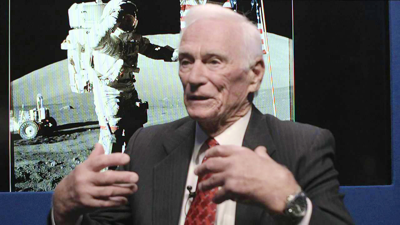 Eugene Cernan commanded the Apollo 17 spacecraft in December 1972 and was the last man to leave the moon as the NASA Apollo lunar landing program was cancelled shortly after. (A still from a 2013 YouTube interview on space programs https://www.youtube.com/watch?v=MvcmhHCVijU)