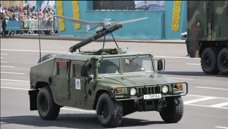 Although the majority of their weaponry is either former soviet or Russian manufacture, Kazakhstan has begun acquiring a lot of material - such as this U.S Humvee and drone from NATO countries