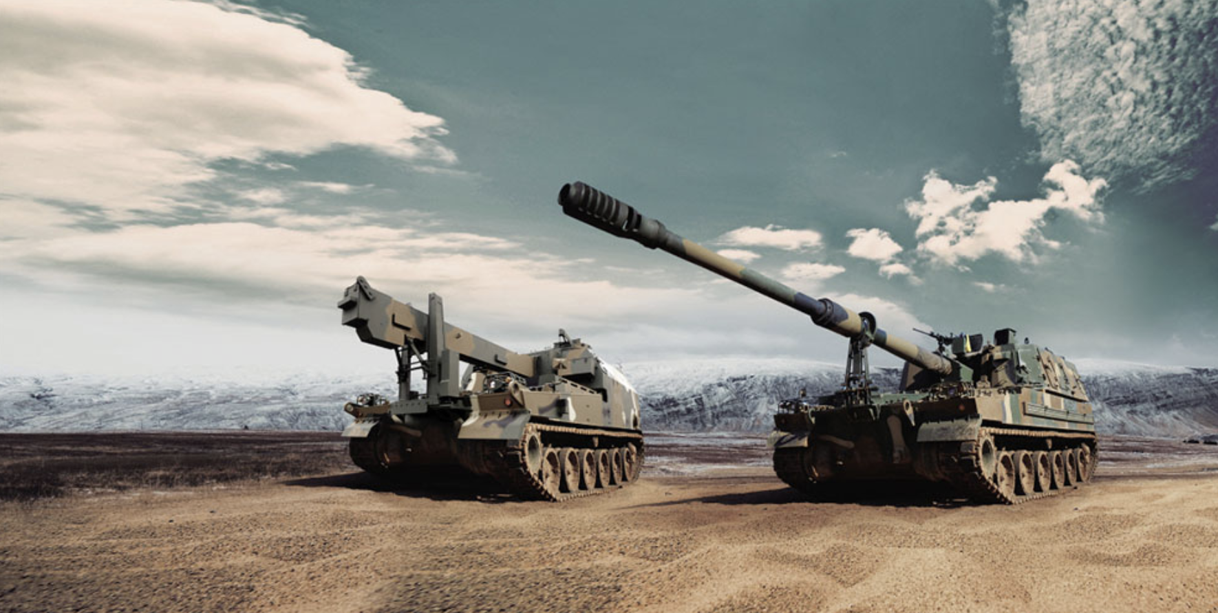 The K-10 Armoured re-supply vehicle and the K-9 Howitzer built by Hanwha aerospace