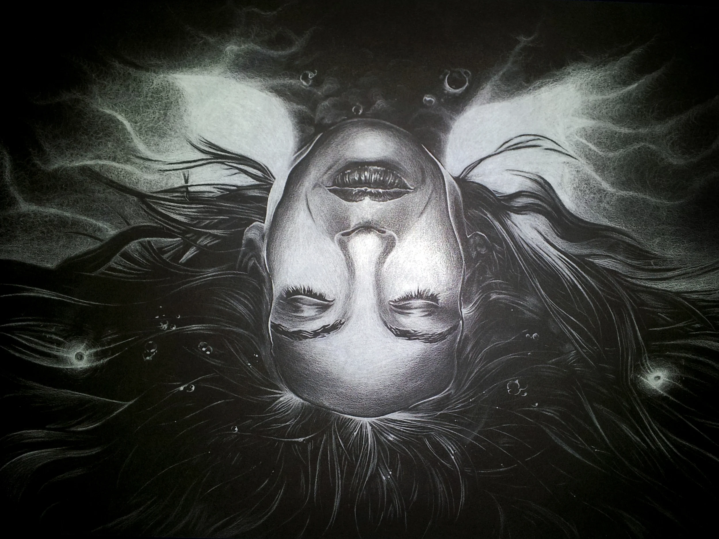 ...a white colored pencil drawing of Olivia Dunham from the series Fringe...