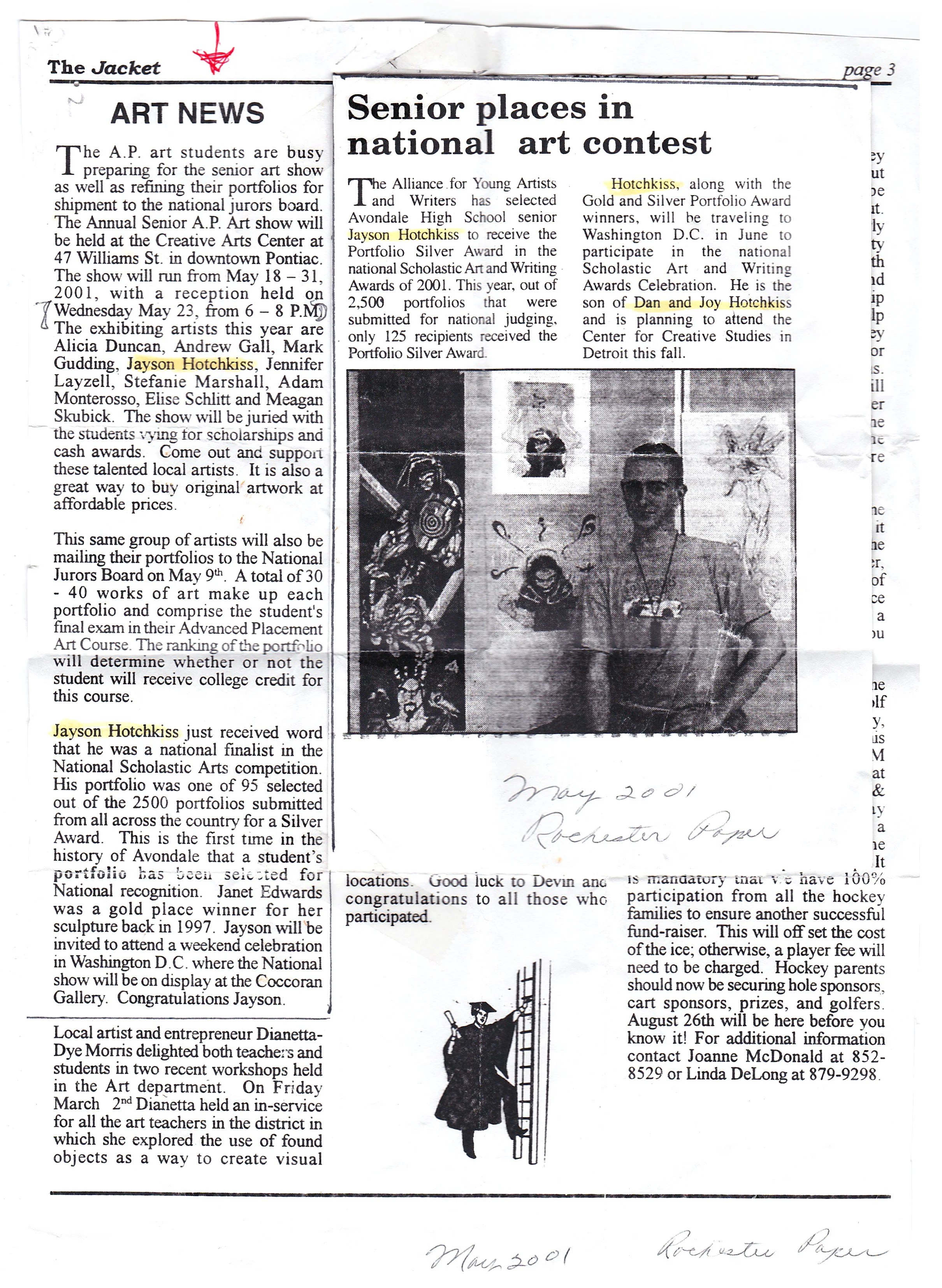 ...an old article my grandmother sent me of an art achievement i received during my senior year...