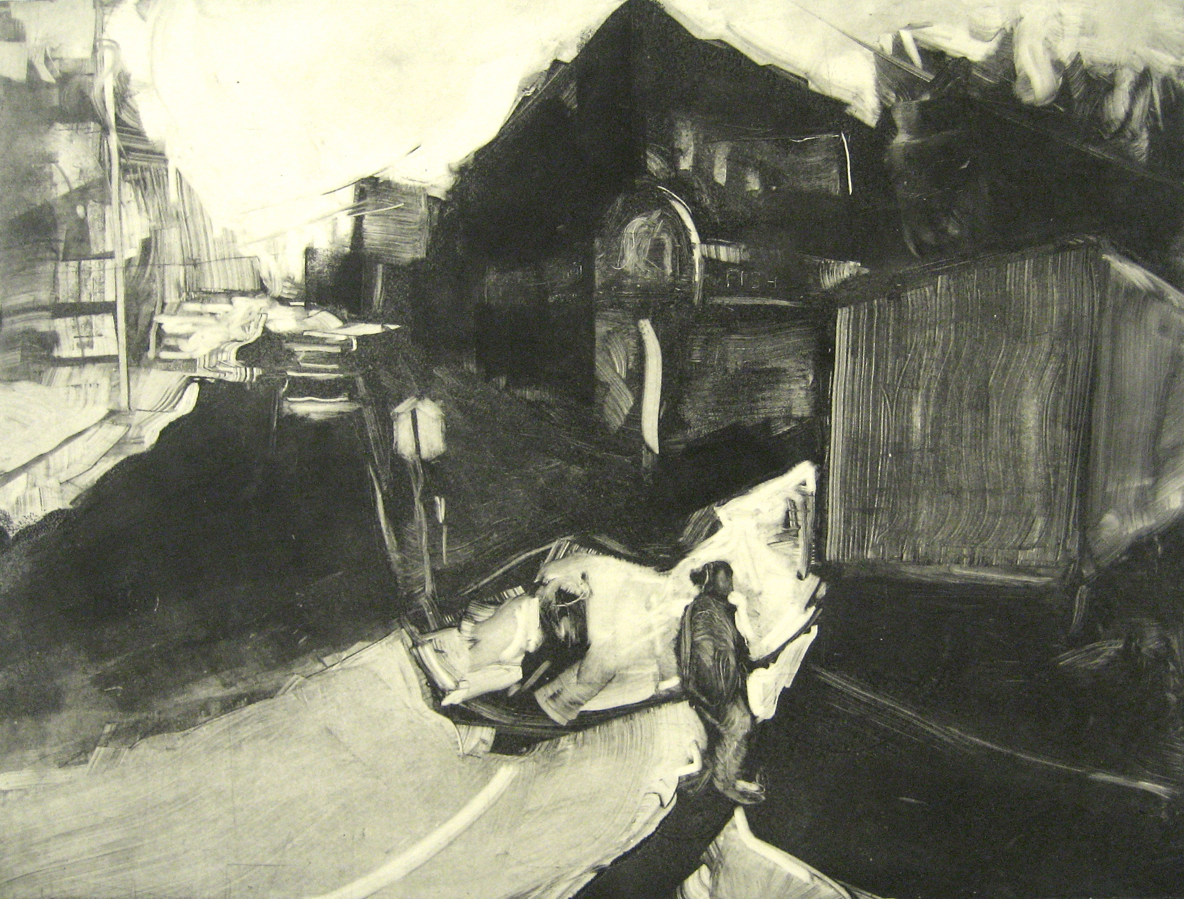 Moving Day, monotype, 16x20", 2014