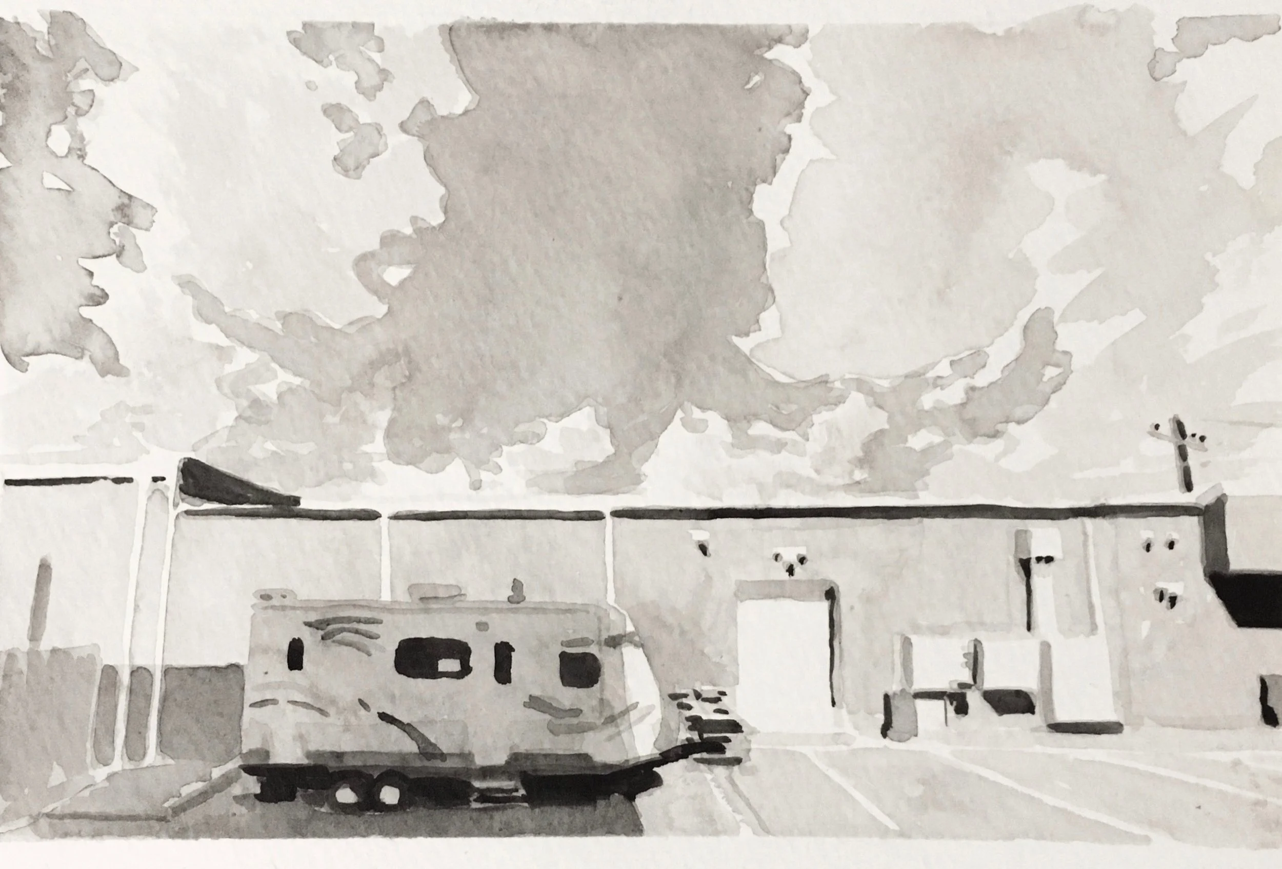 100 Cloud Drive, ink on paper, 5.5"x7.5", 2017