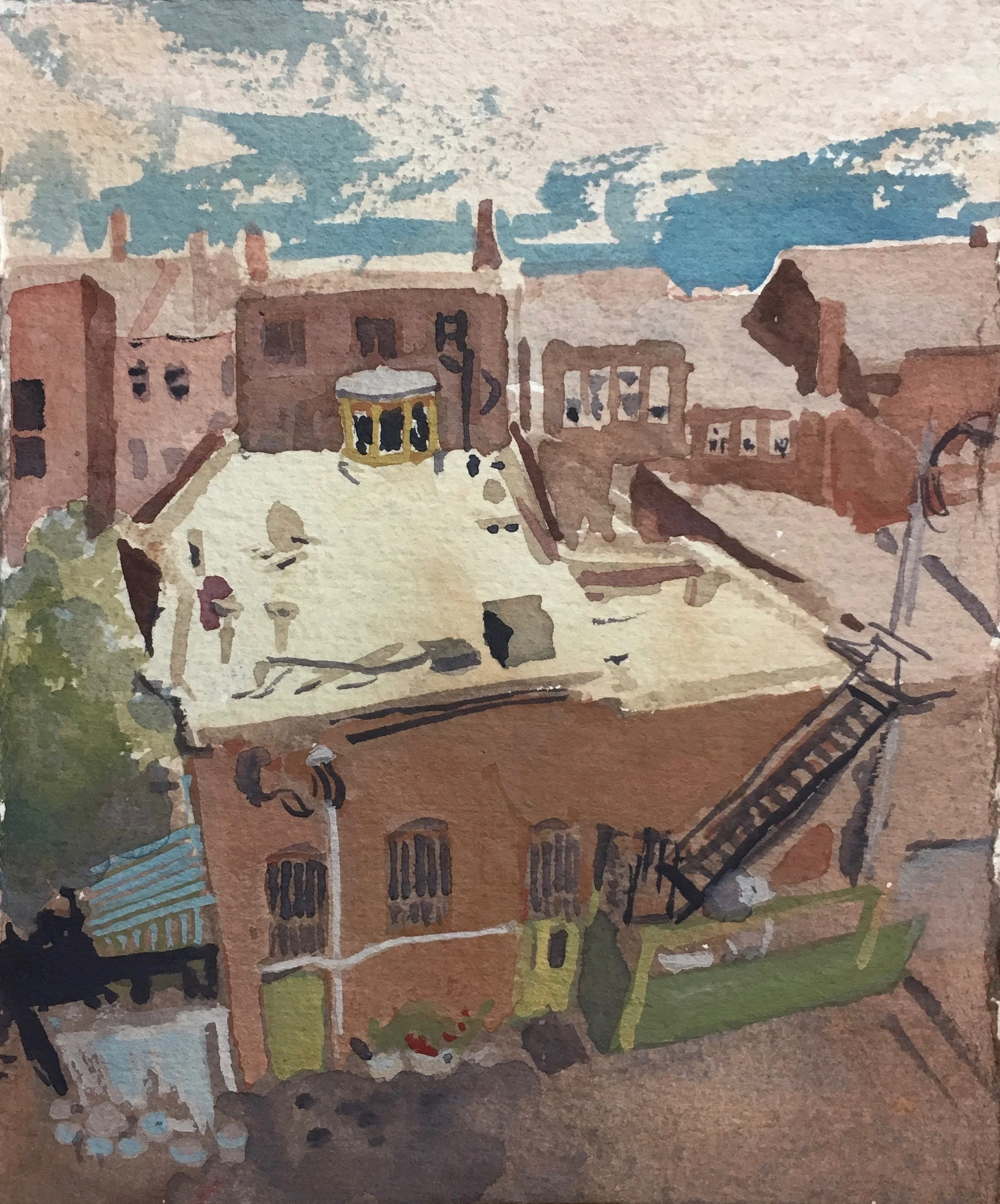 Market Street Alley, gouache on paper, 6"x5", 2017