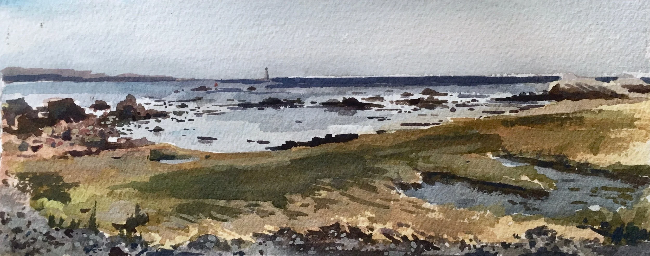 Jaffrey Point, gouache on paper, 4"x10", 2017