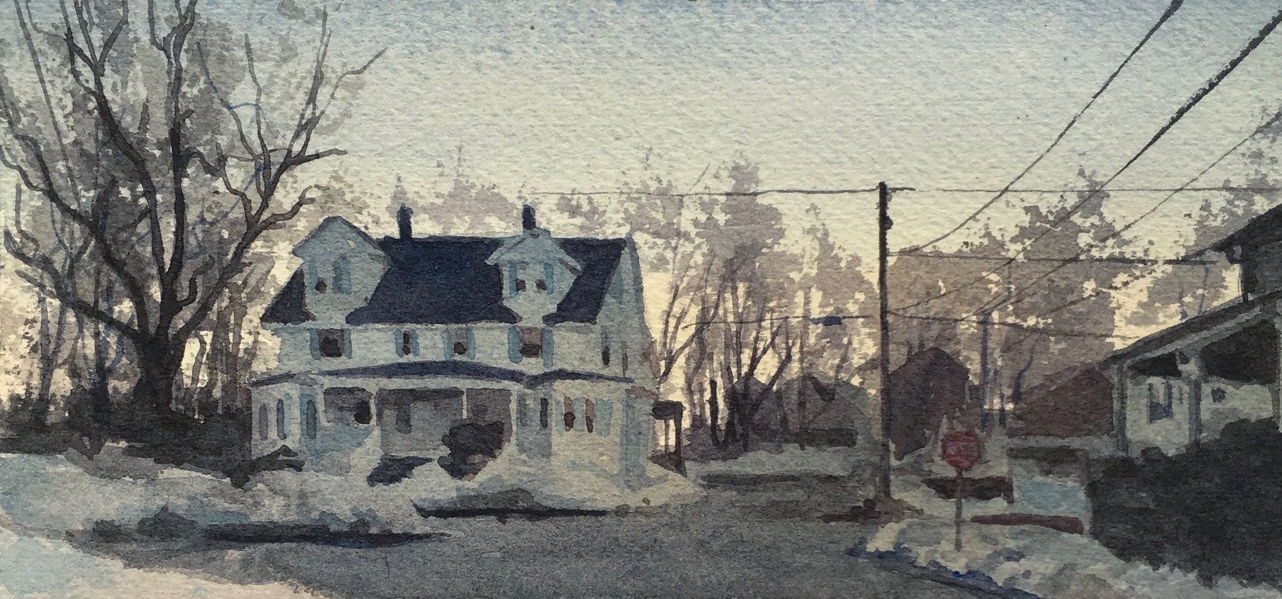 East Concord, watercolor, 4"x8", 2018