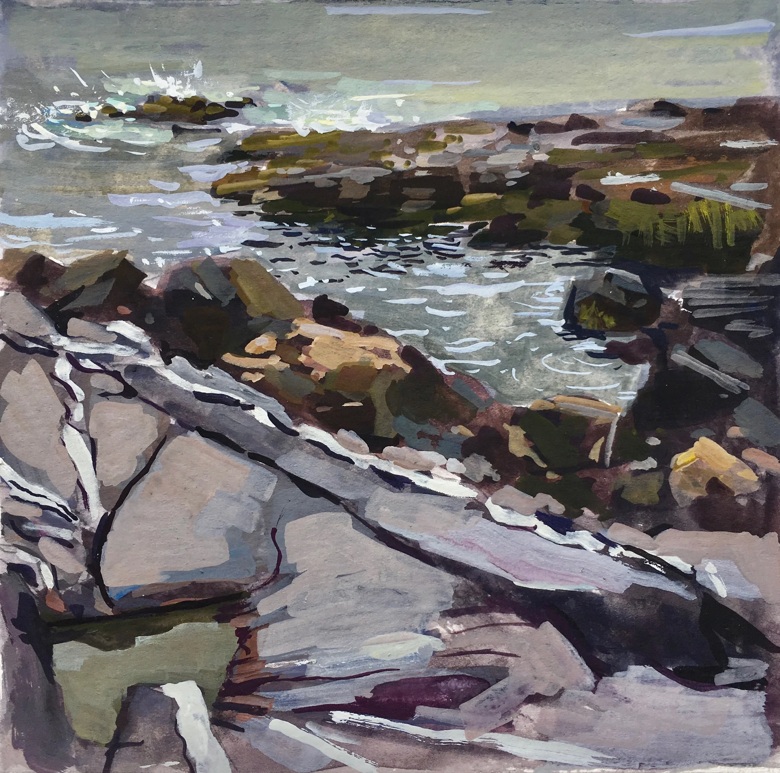 Transect 20- East, gouache on paper, 6x6”, 2019