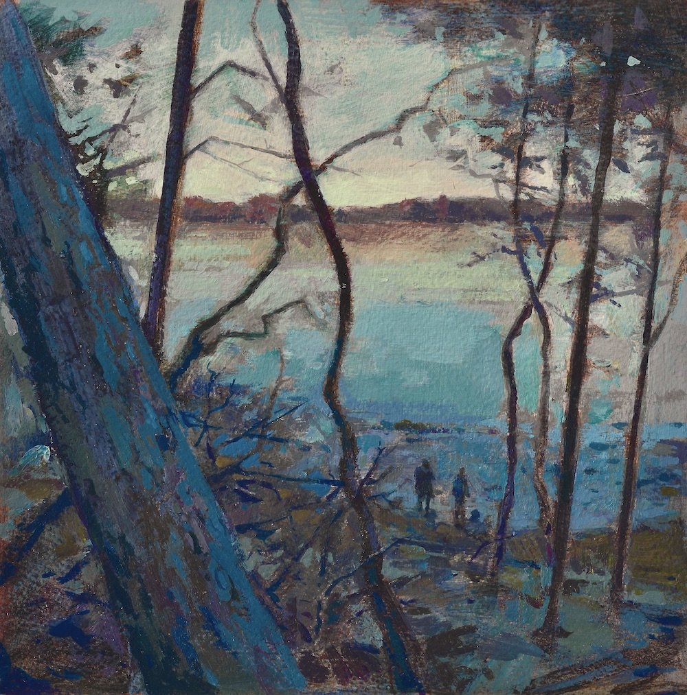 Bluehour on Littlejohn,  acrylic on panel, 8x8"