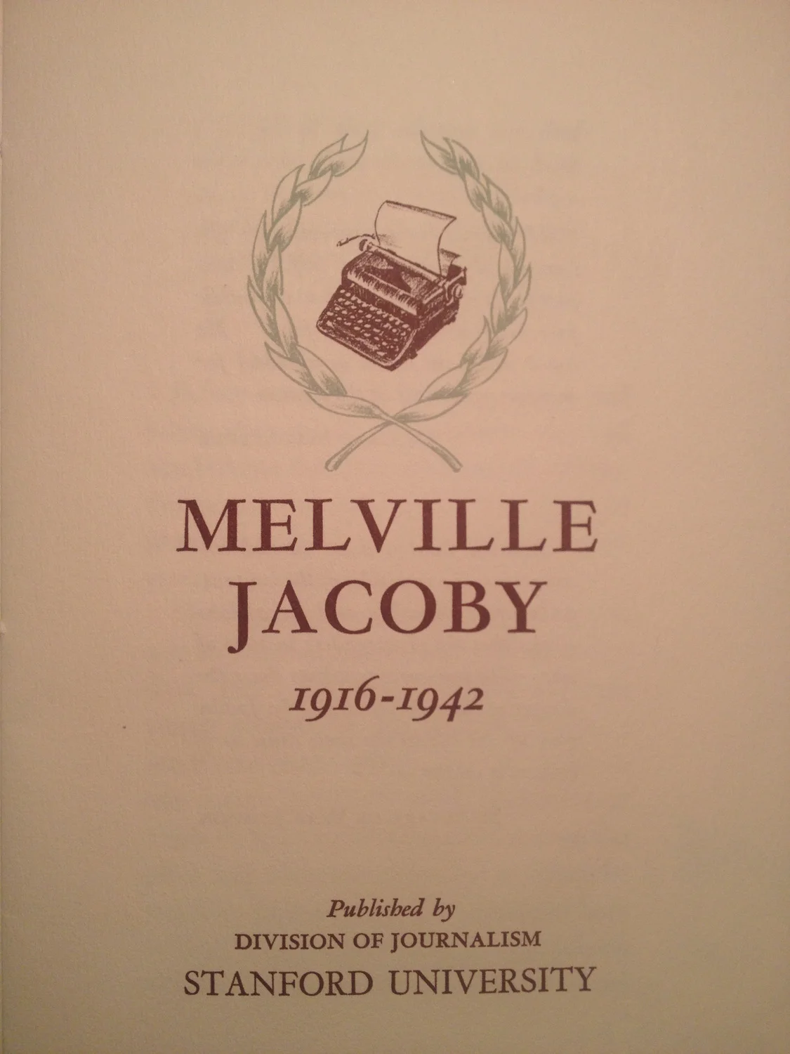 Mel memorial pamphlet inside front cover